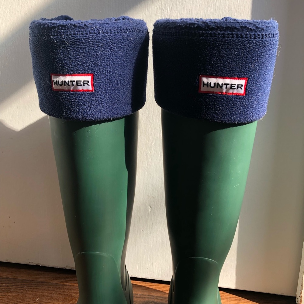 Hunter Rain boots (with navy boot socks included)